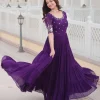 Embroidered Georgette Stitched Flared/A-line Gown  (Purple) - Image 2