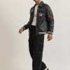True Religion Men Leather Biker Jacket with Patchwork - Image 2