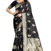 Women's Traditional Banarasi Art Silk Saree, Floral Motifs, Zari Border - Image 3