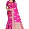Women's Traditional Banarasi Art Silk Saree, Floral Motifs, Zari Border - Image 2