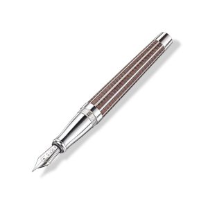 Staedtler J.S Princeps Fountain pen with 18 karat white gold nib in wooden box packing. Medium nib