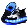 GIMKOUNN Roller Shoes Girls Sneakers USB Rechargeable Two Wheels Shoes Roller Skates for Beginners Trainers Shoe 16 Models Shiny LED Light Up Flash Sneaker for Unisex Kids Boys Gifts Stylish Footwear