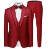 MAGE MALE Men's 3 Pieces Suit Elegant Solid One Button Slim Fit Single Breasted Party Blazer Vest Pants Set - Image 2