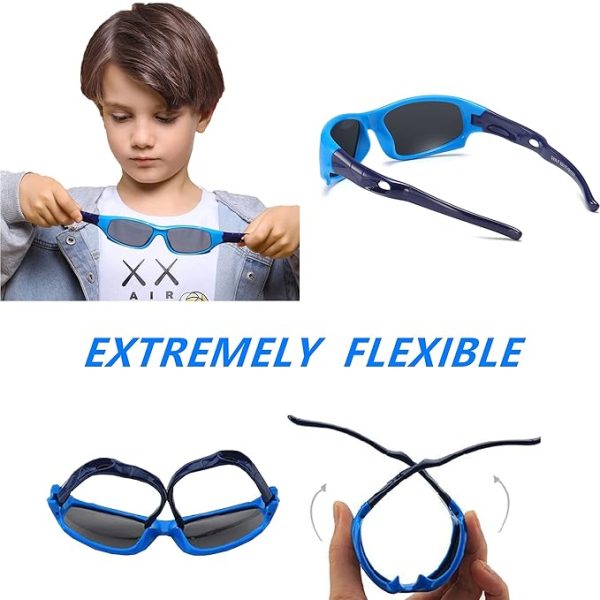 DYLB 3 Pack Flexible Kids Polarized Sunglasses For Boys Girls With Strap, Sport Sunglasses for Children Age 3-10 - Image 4