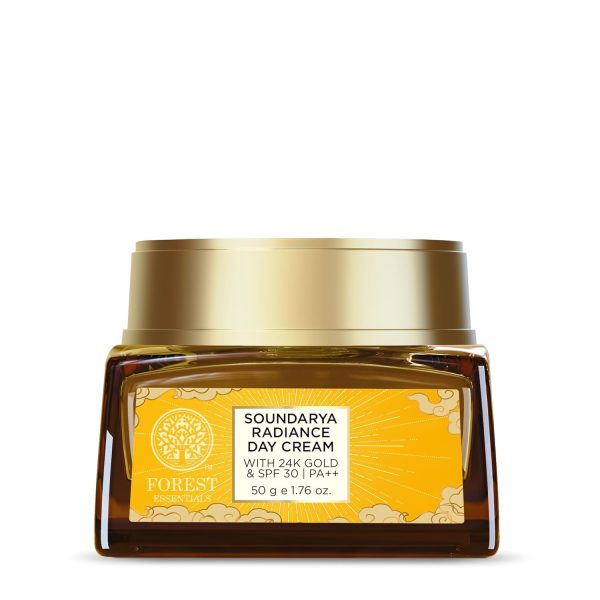 Forest Essentials Soundarya Radiance Day Cream with 24K Gold & SPF 30 | Hyaluronic Acid, Vitamin C & Bakuchiol | Anti Ageing Face Moisturiser for Glowing Skin | For Normal, Dry & Combination Skin - Image 3