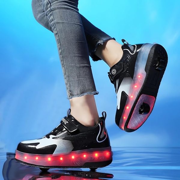 GIMKOUNN Roller Shoes Girls Sneakers USB Rechargeable Two Wheels Shoes Roller Skates for Beginners Trainers Shoe 16 Models Shiny LED Light Up Flash Sneaker for Unisex Kids Boys Gifts Stylish Footwear - Image 2