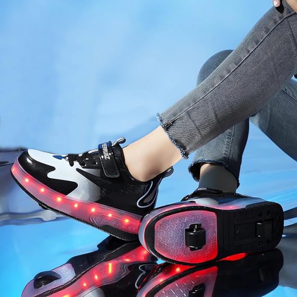 GIMKOUNN Roller Shoes Girls Sneakers USB Rechargeable Two Wheels Shoes Roller Skates for Beginners Trainers Shoe 16 Models Shiny LED Light Up Flash Sneaker for Unisex Kids Boys Gifts Stylish Footwear - Image 3