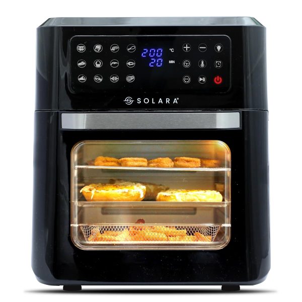 SOLARA 12L Digital Air Fryer Oven for Home Kitchen 1800 Watts with 12 Pre set modes for Grill,Roast,Bake,Reheat,Rotisserie,Dehydrate, 6 Accessories, 12L Capacity, Black, XX-Large (12L)