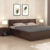 CURIOUS LIFESTYLE Brown Wooden King Size Bed With Storage