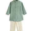 Boys Woven Design Riwayat Brocade Bandhgala Ethnic Kurta & Coat With Trousers - Image 4