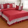 ADCO 300 TC Cotton King Self Design Flat Bedsheet  (Pack of 1, Red)