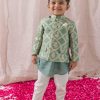 Boys Woven Design Riwayat Brocade Bandhgala Ethnic Kurta & Coat With Trousers