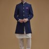 Men Solid Mandarin Collar Sherwani Set